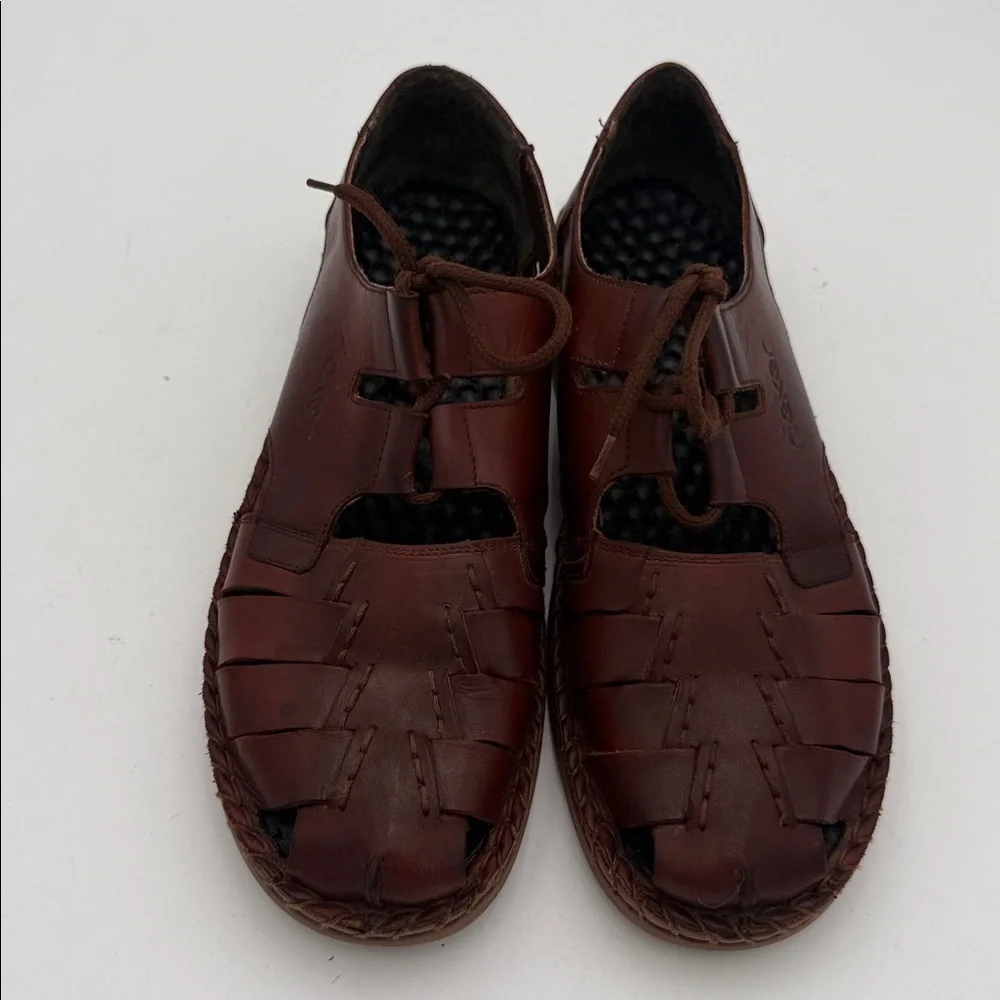 Rieker  Brown Leather fisher Sandals women 41 lace up retro casual Y2K vacation